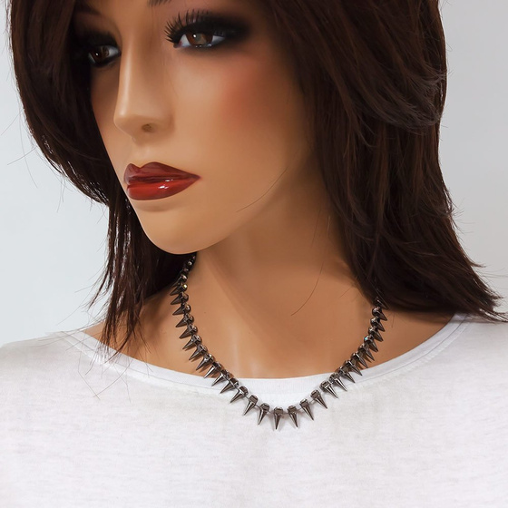 NASZYJNIK kolia KOLCE srebrny CYRKONIE kryształy