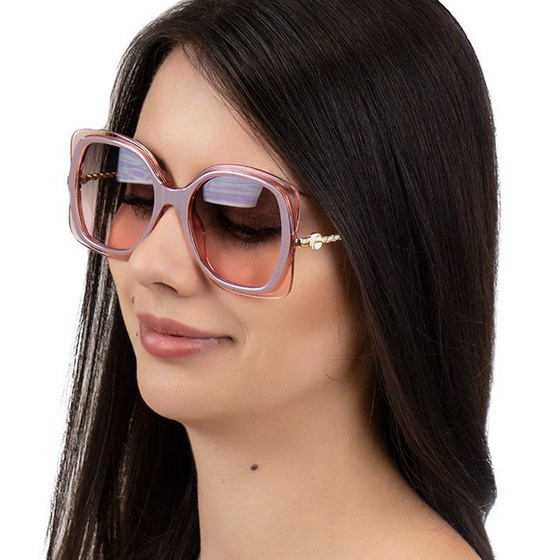 OKULARY przeciwsłoneczne damskie KWADRATOWE różowe