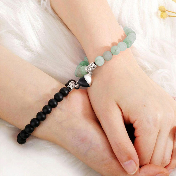 BRANSOLETKA PRZYJAŹNI dla par serduszko na magnes na gumce SERCE 2 SZTUKI