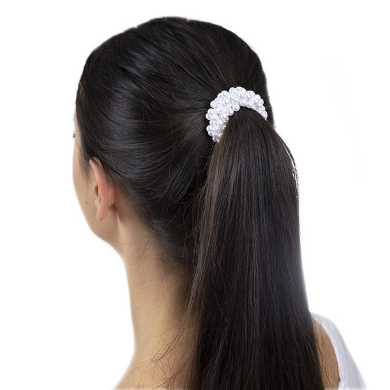 GUMKA DO WŁOSÓW perłowa PERŁY rozciągliwa BIAŁA