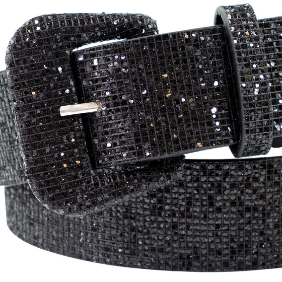 PASEK klasyczny DO SPODNI damski klamra BROKATOWY