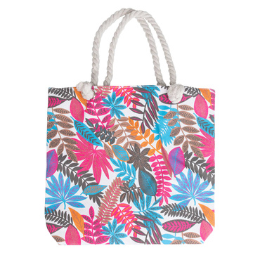 TOREBKA DAMSKA na ramię TORBA duża BOHO PLAŻOWA shopper pojemna LIŚCIE