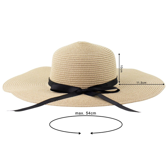 KAPELUSZ plażowy DAMSKI SŁOMKOWY kokarda letni SŁOMIANY duże rondo