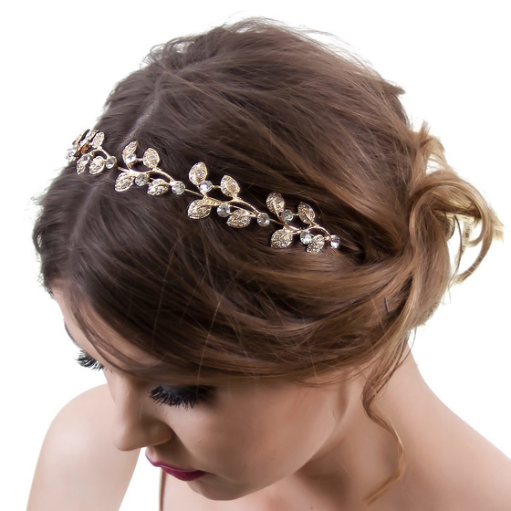 OZDOBA DO WŁOSÓW ŚLUBNA opaska ZŁOTA listki