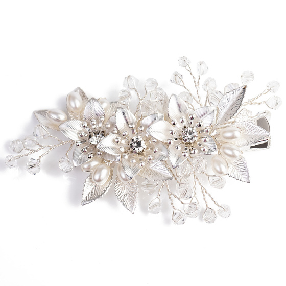 Ozdoba ślubna do włosów GRZEBYK ŚLUB KRYSZTAŁKI KWIATY