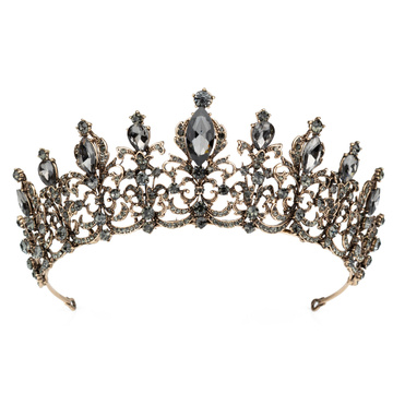 DIADEM Korona Tiara MISS GLOW Wieczorowy CZARNE cyrkonie KRYSZTAŁY