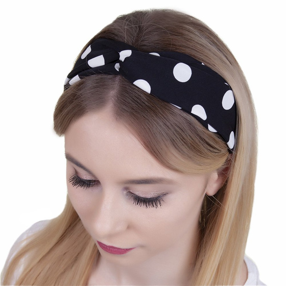 OPASKA DO WŁOSÓW czarna PIN UP bandamka KROPKI