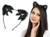 OPASKA DO WŁOSÓW kocie USZY koronka czarna PANIEŃSKI kokardki