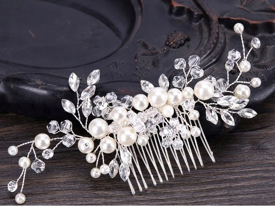 OZDOBA DO WŁOSÓW damska perły ŚLUBNA grzebyk KRYSZTAŁKI ślub