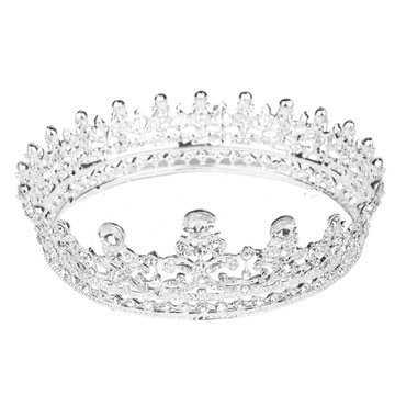 KORONA Diadem Tiara MISS GLOW ŚLUBNA SREBRNA cyrkonie KRYSZTAŁY