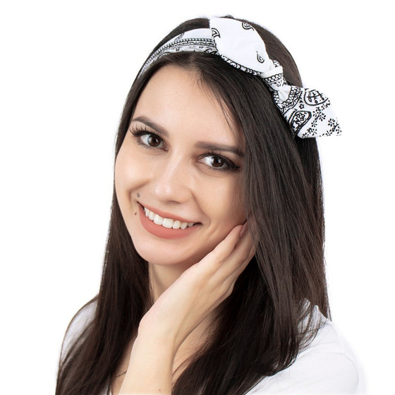 OPASKA do włosów PIN UP BANDAMKA na gumce na głowę kokarda