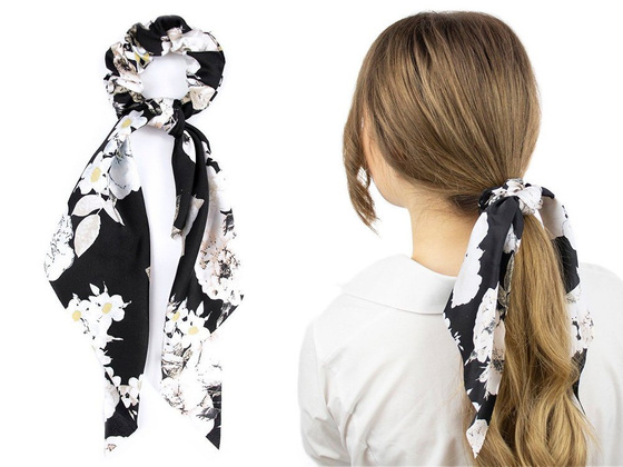 GUMKA DO WŁOSÓW scrunchies APASZKA kokarda CZARNA