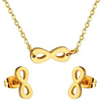 Komplet nieskończoność STAL SZLACHETNA POZŁACANA