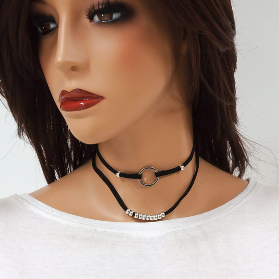 Choker NASZYJNIK z kółkiem srebrny