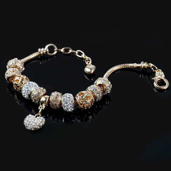 BRANSOLETKA MODUŁOWA charms ZŁOTA serduszko GOLD