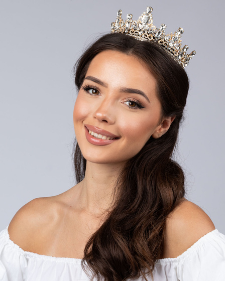 KORONA Diadem Tiara MISS GLOW ŚLUBNA ZŁOTA cyrkonie KRYSZTAŁY