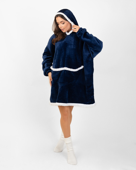 KOCOBLUZA KOC BLUZA CIEPŁA 2w1 GRUBA XXL FUTRZAK POLAR z kapturem OVERSIZE