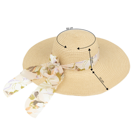 KAPELUSZ plażowy Alessio DAMSKI SŁOMKOWY kokarda letni SŁOMIANY DUŻE RONDO