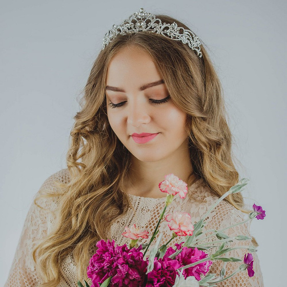 OZDOBA do włosów KORONA diadem TIARA ŚLUBNA srebrna