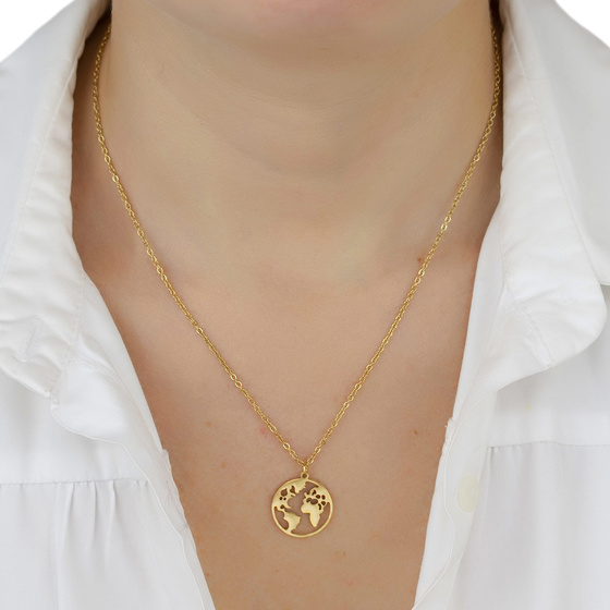 Naszyjnik planeta STAL SZLACHETNA POZŁACANA