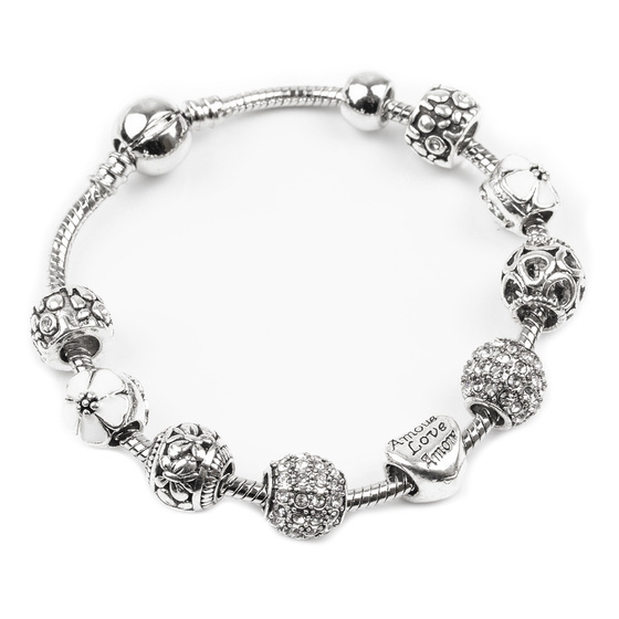 Bransoletka damska SREBRNA modułowa LOVE CHARMS