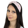 Opaska do włosów TURBAN kwiaty supeł WĘZEŁ pudrowa