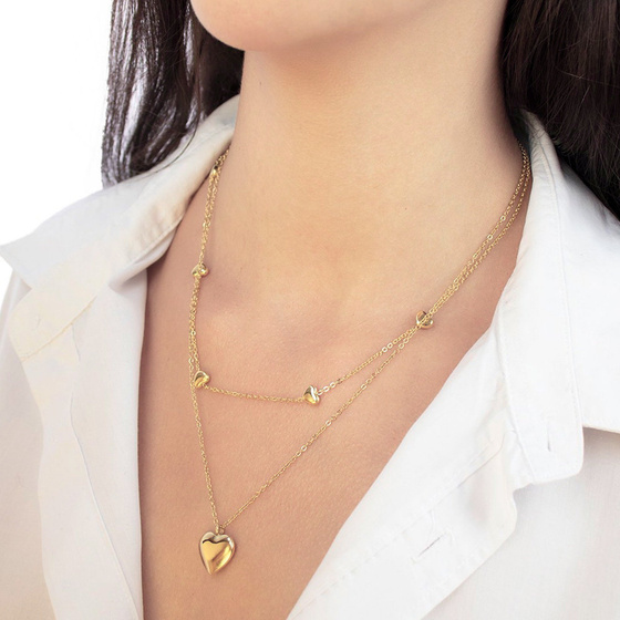 Naszyjnik podwójny długi STAL SZLACHETNA POZŁACANA