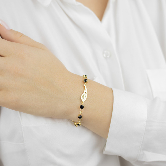 Bransoletka skrzydło STAL SZLACHETNA POZŁACANA