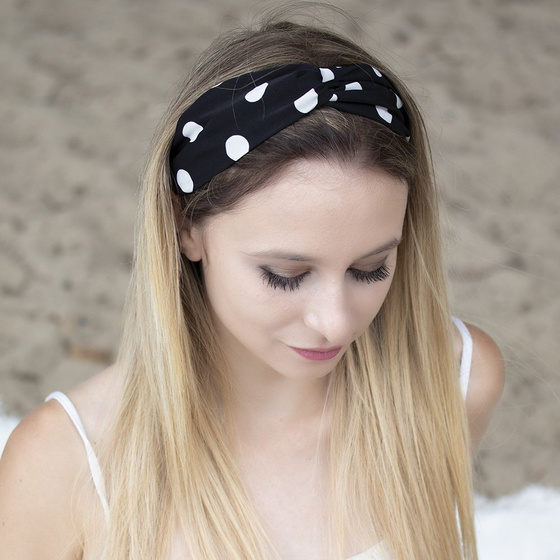 OPASKA DO WŁOSÓW czarna PIN UP bandamka KROPKI
