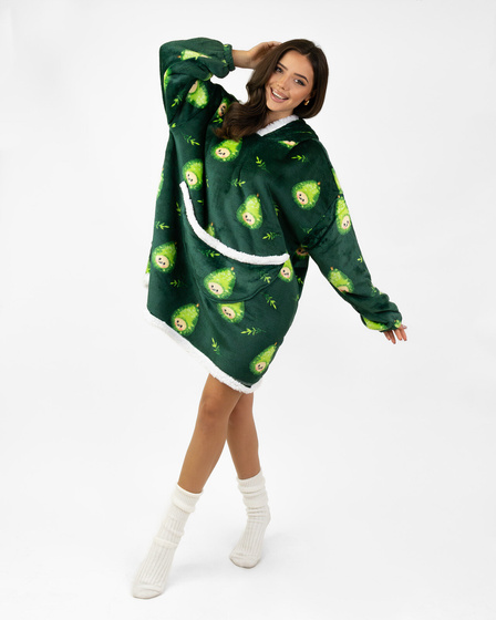 KOCOBLUZA KOC BLUZA CIEPŁA 2w1 GRUBA XXL FUTRZAK POLAR z kapturem OVERSIZE