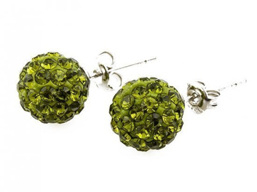 KOLCZYKI SHAMBALLA OLIVINE 10 mm