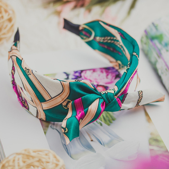 OPASKA DO WŁOSÓW szeroka pin up ZIELONA KOKARDA