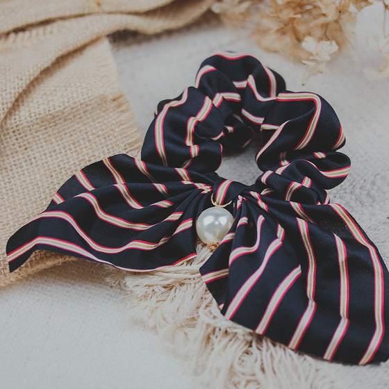 GUMKA DO WŁOSÓW apaszka SCRUNCHIE paski CZARNA