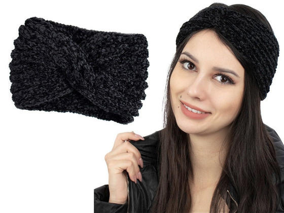 OPASKA DO WŁOSÓW damska ZIMOWA gruba elastyczna na głowę WĘZEŁ