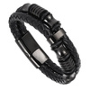 Bransoletka CZARNA STAL SZLACHETNA 316L SKÓRA