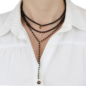 Naszyjnik księżyc STAL SZLACHETNA POZŁACANA długi