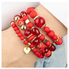 BRANSOLETKI damskie koraliki serce ZESTAW 4 sztuki