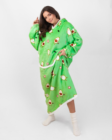 KOCOBLUZA KOC BLUZA CIEPŁA 2w1 GRUBA XXL FUTRZAK POLAR z kapturem OVERSIZE