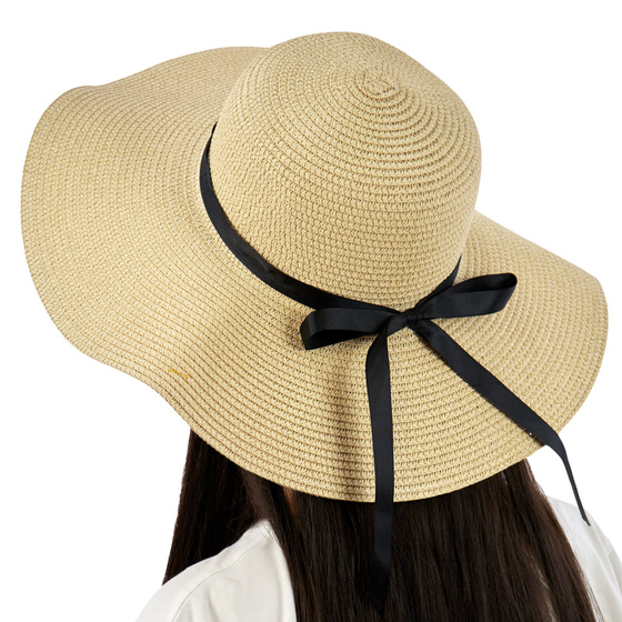 KAPELUSZ słomiany DAMSKI pleciony letni SŁOMKOWY plażowy duże rondo