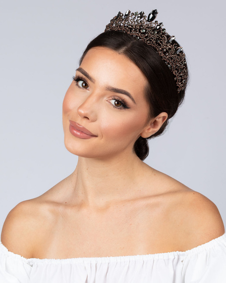 DIADEM Korona Tiara MISS GLOW Wieczorowy CZARNE cyrkonie KRYSZTAŁY