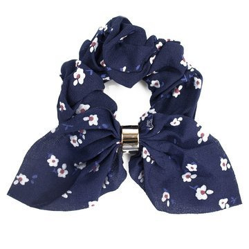 GUMKA do włosów FROTKA kwiaty SCRUNCHIES granatowa
