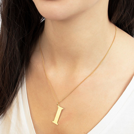 NASZYJNIK damski POZŁACANY 24k litera I duża