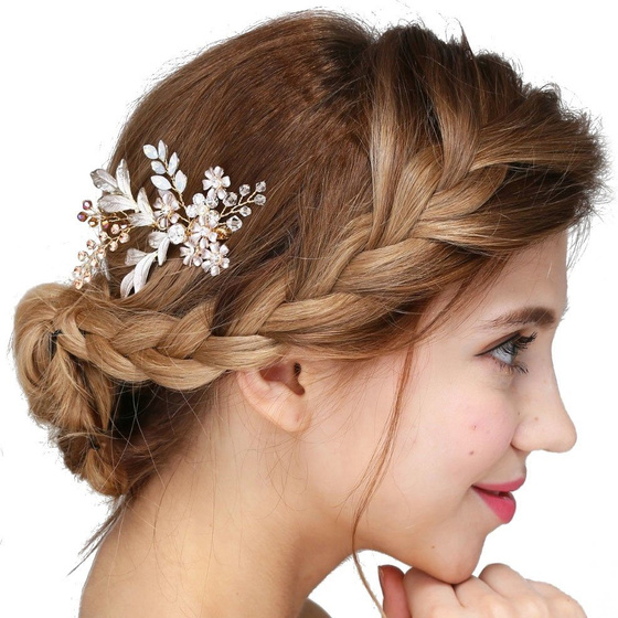 OZDOBA do włosów ŚLUBNA grzebyk CYRKONIE złota