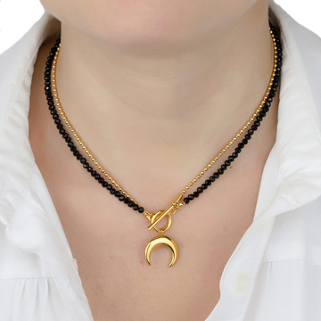 Naszyjnik CHOKER księżyc STAL SZLACHETNA POZŁACANA