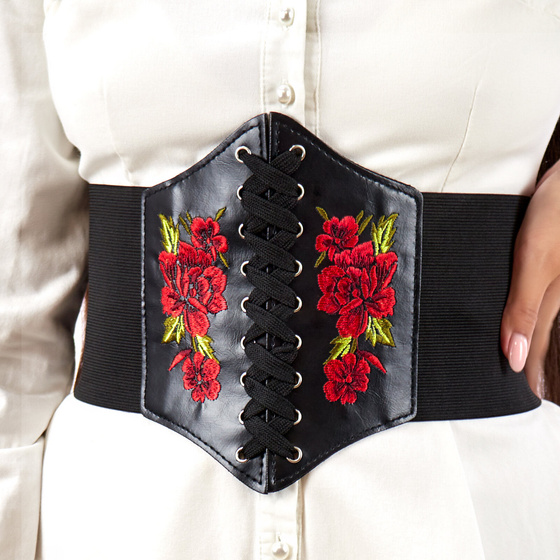 PASEK PAS GORSET szeroki Wiązany HAFT FOLK GÓRALSKI rozmiar M