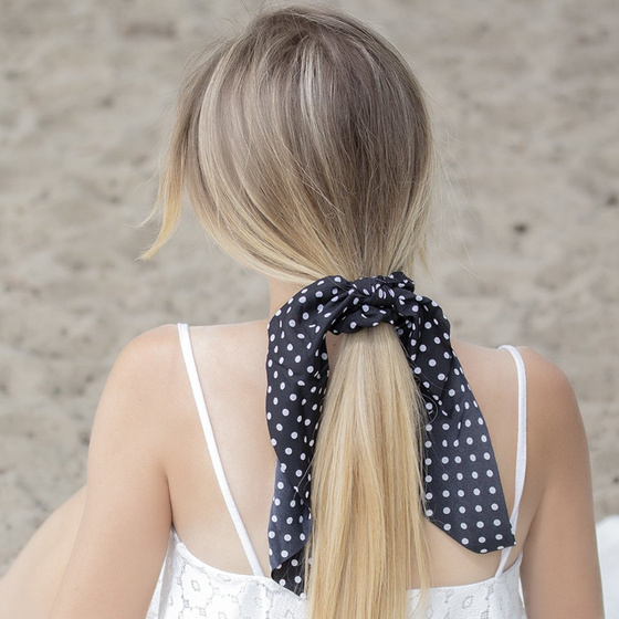 GUMKA do włosów APASZKA kropki CZARNA scrunchies