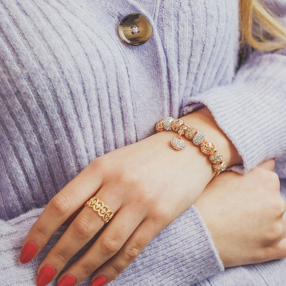 BRANSOLETKA MODUŁOWA charms ZŁOTA serduszko GOLD