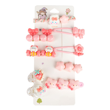 SPINKI DO WŁOSÓW ZESTAW spinek dla dziewczynki PYKI + gumeczka 9 SZTUK