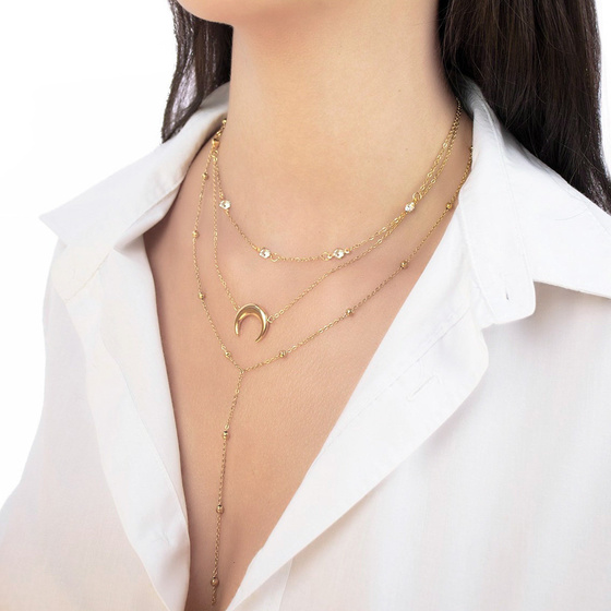 Naszyjnik długi STAL SZLACHETNA POZŁACANA krawatka