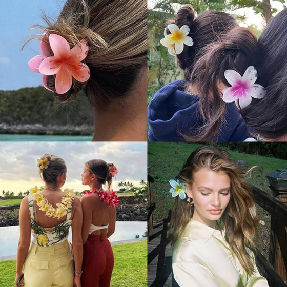 KLAMRA szczęka duża SPINKA do włosów KWIAT kwiatek HAWAJSKA KWIAT PLUMERII